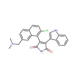 CN(C)Cc1ccc2ccc(Cl)c(C3=C(c4c[nH]c5ccccc45)C(=O)NC3=O)c2c1 ZINC000034422462