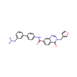 CN(C)Cc1cccc(-c2ccc(NC(=O)c3ccc4c(=O)n(Cc5ccoc5)cnc4c3)cc2)c1 ZINC000045194575