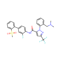 CN(C)Cc1ccccc1-n1nc(C(F)(F)F)cc1C(=O)Nc1ccc(-c2ccccc2S(C)(=O)=O)cc1F ZINC000027562482