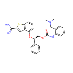 CN(C)Cc1ccccc1NC(=O)OC[C@H](Oc1cccc2sc(C(=N)N)cc12)c1ccccc1 ZINC000045356882