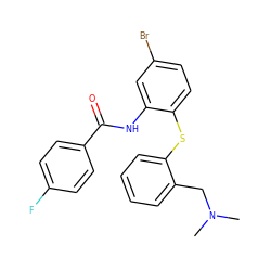 CN(C)Cc1ccccc1Sc1ccc(Br)cc1NC(=O)c1ccc(F)cc1 ZINC000040950080