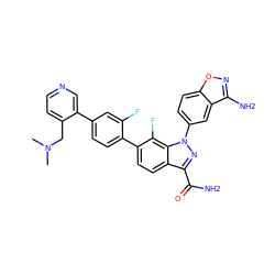 CN(C)Cc1ccncc1-c1ccc(-c2ccc3c(C(N)=O)nn(-c4ccc5onc(N)c5c4)c3c2F)c(F)c1 ZINC000028964273