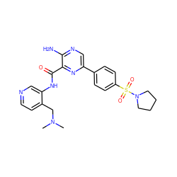 CN(C)Cc1ccncc1NC(=O)c1nc(-c2ccc(S(=O)(=O)N3CCCC3)cc2)cnc1N ZINC000034315025