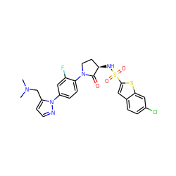 CN(C)Cc1ccnn1-c1ccc(N2CC[C@@H](NS(=O)(=O)c3cc4ccc(Cl)cc4s3)C2=O)c(F)c1 ZINC000029130319