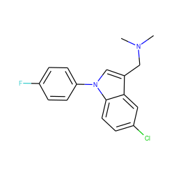 CN(C)Cc1cn(-c2ccc(F)cc2)c2ccc(Cl)cc12 ZINC000013489973