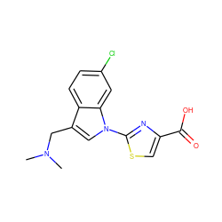 CN(C)Cc1cn(-c2nc(C(=O)O)cs2)c2cc(Cl)ccc12 ZINC000029045932