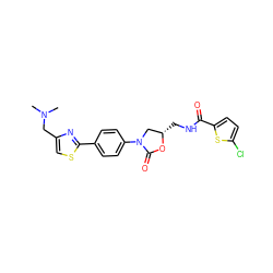 CN(C)Cc1csc(-c2ccc(N3C[C@H](CNC(=O)c4ccc(Cl)s4)OC3=O)cc2)n1 ZINC000299865963