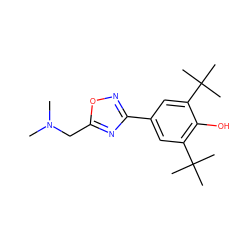 CN(C)Cc1nc(-c2cc(C(C)(C)C)c(O)c(C(C)(C)C)c2)no1 ZINC000013727664