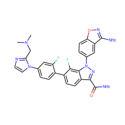 CN(C)Cc1nccn1-c1ccc(-c2ccc3c(C(N)=O)nn(-c4ccc5onc(N)c5c4)c3c2F)c(F)c1 ZINC000016052516