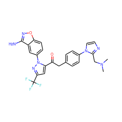 CN(C)Cc1nccn1-c1ccc(CC(=O)c2cc(C(F)(F)F)nn2-c2ccc3onc(N)c3c2)cc1 ZINC000029037688