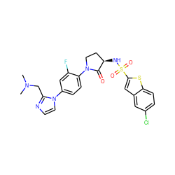 CN(C)Cc1nccn1-c1ccc(N2CC[C@@H](NS(=O)(=O)c3cc4cc(Cl)ccc4s3)C2=O)c(F)c1 ZINC000029130542