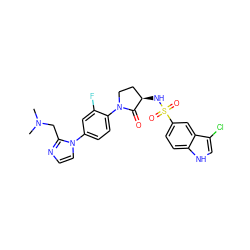 CN(C)Cc1nccn1-c1ccc(N2CC[C@@H](NS(=O)(=O)c3ccc4[nH]cc(Cl)c4c3)C2=O)c(F)c1 ZINC000029130419