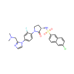 CN(C)Cc1nccn1-c1ccc(N2CC[C@H](NS(=O)(=O)c3ccc4cc(Cl)ccc4c3)C2=O)c(F)c1 ZINC000029130636