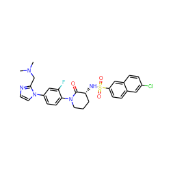 CN(C)Cc1nccn1-c1ccc(N2CCC[C@@H](NS(=O)(=O)c3ccc4cc(Cl)ccc4c3)C2=O)c(F)c1 ZINC000029126070