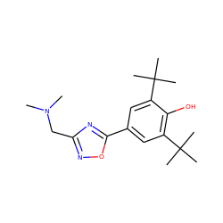 CN(C)Cc1noc(-c2cc(C(C)(C)C)c(O)c(C(C)(C)C)c2)n1 ZINC000013727689