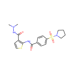 CN(C)NC(=O)c1ccsc1NC(=O)c1ccc(S(=O)(=O)N2CCCC2)cc1 ZINC000009599770