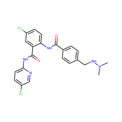 CN(C)NCc1ccc(C(=O)Nc2ccc(Cl)cc2C(=O)Nc2ccc(Cl)cn2)cc1 ZINC000095606419