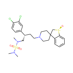 CN(C)S(=O)(=O)N(C)C[C@@H](CCN1CCC2(CC1)C[S@@+]([O-])c1ccccc12)c1ccc(Cl)c(Cl)c1 ZINC000026578673