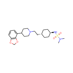 CN(C)S(=O)(=O)N[C@H]1CC[C@H](CCN2CCC(c3cccc4c3OCO4)CC2)CC1 ZINC000261165830