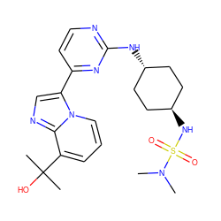 CN(C)S(=O)(=O)N[C@H]1CC[C@H](Nc2nccc(-c3cnc4c(C(C)(C)O)cccn34)n2)CC1 ZINC000261170492