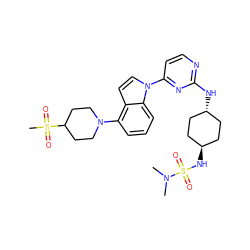 CN(C)S(=O)(=O)N[C@H]1CC[C@H](Nc2nccc(-n3ccc4c(N5CCC(S(C)(=O)=O)CC5)cccc43)n2)CC1 ZINC000261186971