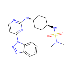 CN(C)S(=O)(=O)N[C@H]1CC[C@H](Nc2nccc(-n3nnc4ccccc43)n2)CC1 ZINC000299845749