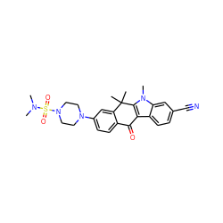 CN(C)S(=O)(=O)N1CCN(c2ccc3c(c2)C(C)(C)c2c(c4ccc(C#N)cc4n2C)C3=O)CC1 ZINC000114801259