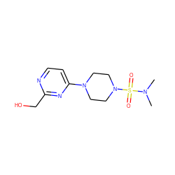 CN(C)S(=O)(=O)N1CCN(c2ccnc(CO)n2)CC1 ZINC000000006025