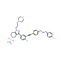 CN(C)S(=O)(=O)N1CCc2c(c(-c3ccc(Cl)c(C#Cc4ccc(CNCc5ccc(Cl)cc5)cc4)c3)nn2CCCN2CCOCC2)C1 ZINC000095597867