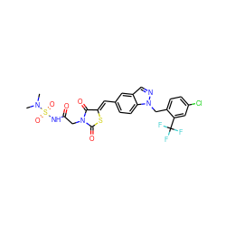 CN(C)S(=O)(=O)NC(=O)CN1C(=O)S/C(=C\c2ccc3c(cnn3Cc3ccc(Cl)cc3C(F)(F)F)c2)C1=O ZINC000116867299