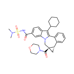 CN(C)S(=O)(=O)NC(=O)c1ccc2c(C3CCCCC3)c3n(c2c1)C[C@@]1(C(=O)N2CCOCC2)C[C@H]1c1ccccc1-3 ZINC000060122372