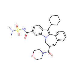 CN(C)S(=O)(=O)NC(=O)c1ccc2c(C3CCCCC3)c3n(c2c1)CC(C(=O)N1CCOCC1)=Cc1ccccc1-3 ZINC000043104822