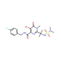 CN(C)S(=O)(=O)NC(C)(C)c1nc(C(=O)NCc2ccc(F)cc2)c(O)c(=O)n1C ZINC000040430175