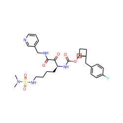 CN(C)S(=O)(=O)NCCCC[C@H](NC(=O)OCC1(Cc2ccc(F)cc2)CCC1)C(=O)C(=O)NCc1cccnc1 ZINC000028391153