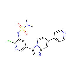 CN(C)S(=O)(=O)Nc1cc(-c2cnc3cc(-c4ccncc4)ccn23)cnc1Cl ZINC000113760949