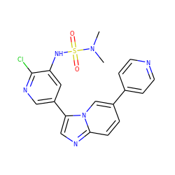 CN(C)S(=O)(=O)Nc1cc(-c2cnc3ccc(-c4ccncc4)cn23)cnc1Cl ZINC000113699200