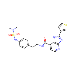 CN(C)S(=O)(=O)Nc1ccc(CCNC(=O)c2ccnc3nc(-c4ccsc4)[nH]c23)cc1 ZINC000084655529