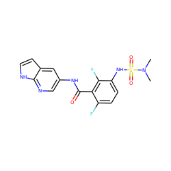 CN(C)S(=O)(=O)Nc1ccc(F)c(C(=O)Nc2cnc3[nH]ccc3c2)c1F ZINC000072181321