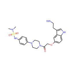 CN(C)S(=O)(=O)Nc1ccc(N2CCN(C(=O)COc3ccc4[nH]cc(CCN)c4c3)CC2)cc1 ZINC000013743220