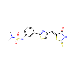 CN(C)S(=O)(=O)Nc1cccc(-c2nc(/C=C3\SC(=S)NC3=O)cs2)c1 ZINC001772579398