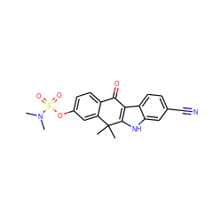 CN(C)S(=O)(=O)Oc1ccc2c(c1)C(C)(C)c1[nH]c3cc(C#N)ccc3c1C2=O ZINC000114800738