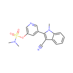 CN(C)S(=O)(=O)Oc1cncc(-c2c(C#N)c3ccccc3n2C)c1 ZINC000116645145