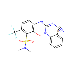 CN(C)S(=O)(=O)c1c(C(F)(F)F)ccc(N/C(=N/C#N)Nc2ccccc2Br)c1O ZINC000036143851