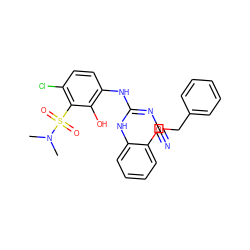 CN(C)S(=O)(=O)c1c(Cl)ccc(N/C(=N/C#N)Nc2ccccc2OCc2ccccc2)c1O ZINC000028604008