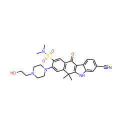 CN(C)S(=O)(=O)c1cc2c(cc1N1CCN(CCO)CC1)C(C)(C)c1[nH]c3cc(C#N)ccc3c1C2=O ZINC000114801014