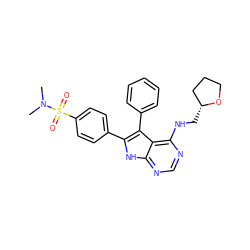 CN(C)S(=O)(=O)c1ccc(-c2[nH]c3ncnc(NC[C@@H]4CCCO4)c3c2-c2ccccc2)cc1 ZINC000039470881