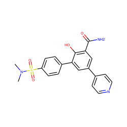 CN(C)S(=O)(=O)c1ccc(-c2cc(-c3ccncc3)cc(C(N)=O)c2O)cc1 ZINC000028703846