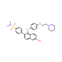 CN(C)S(=O)(=O)c1ccc(-c2ccc3cc(O)ccc3c2Oc2ccc(OCCN3CCCCC3)cc2)cc1 ZINC000028710026