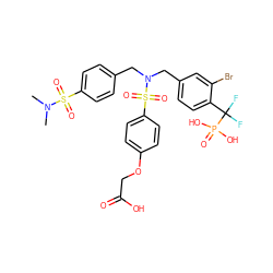 CN(C)S(=O)(=O)c1ccc(CN(Cc2ccc(C(F)(F)P(=O)(O)O)c(Br)c2)S(=O)(=O)c2ccc(OCC(=O)O)cc2)cc1 ZINC000095606757