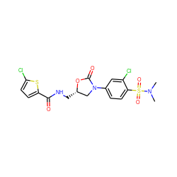 CN(C)S(=O)(=O)c1ccc(N2C[C@H](CNC(=O)c3ccc(Cl)s3)OC2=O)cc1Cl ZINC000169685120